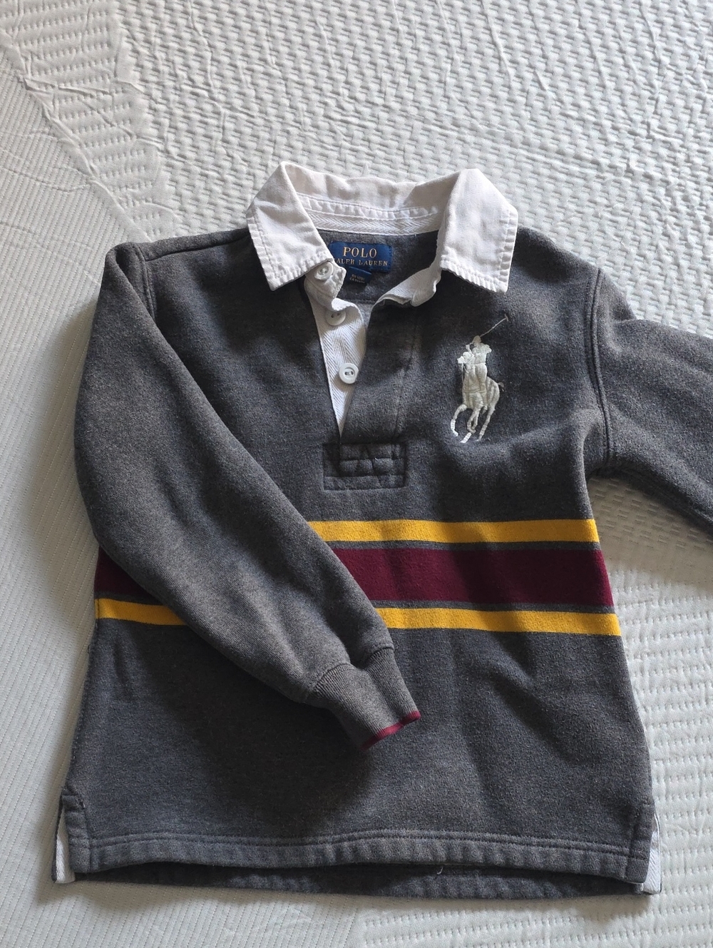 Polo by Ralph Lauren Kids Grey Rugby Shirt with Stripe Detail